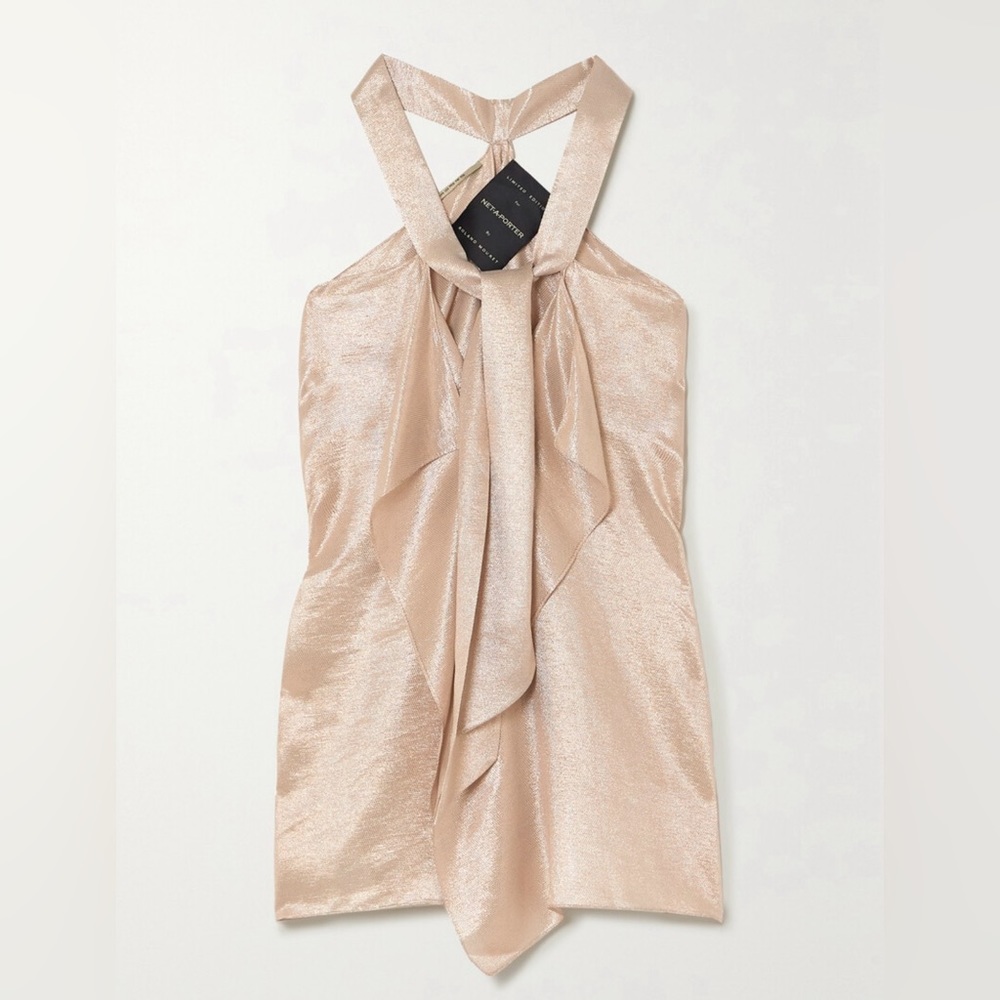 ROLAND MOURET
Pontal tie-detailed metallic silk-blend top